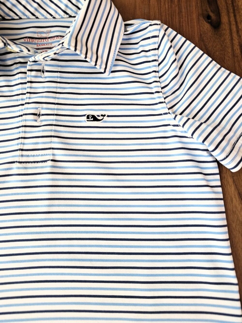 Vineyard Vines Sankaty Performance Polo Boys 3T Blue Stripe - Picture 8 of 9